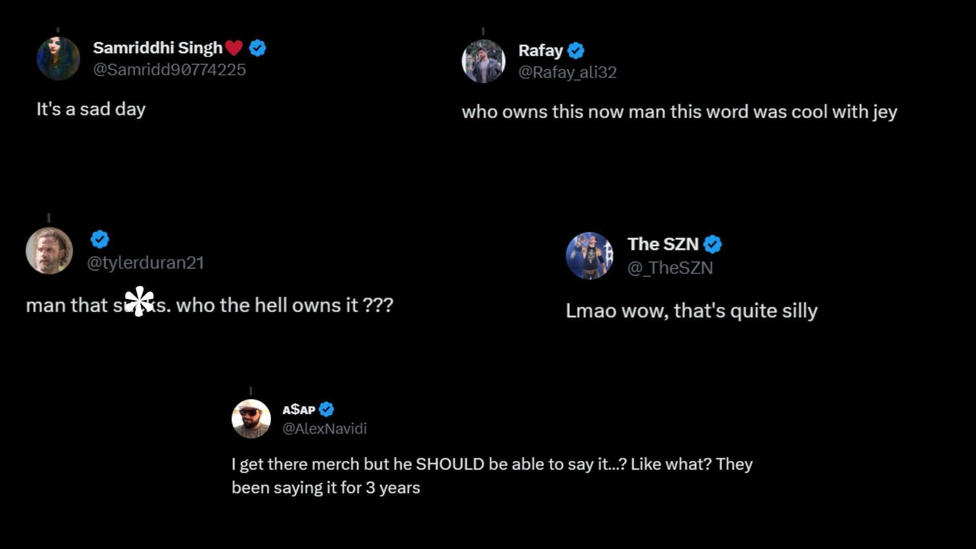 Screenshot of fans' reactions on Twitter